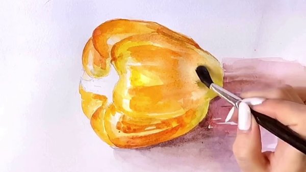 Сладкий желтый перец рисунок гуашью поэтапно