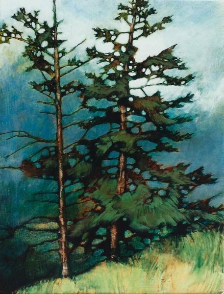 Сосна акварелью