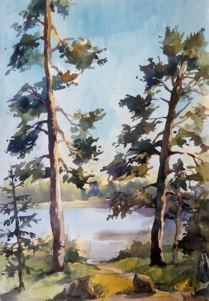 Этюды пейзажей пленэр акварель