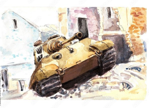 Немецкий танк акварелью