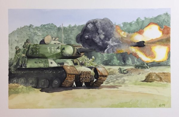 Танк акварелью