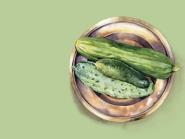 Огурец акварелью