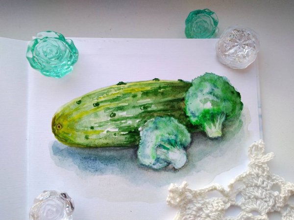 Поэтапное рисование огурца