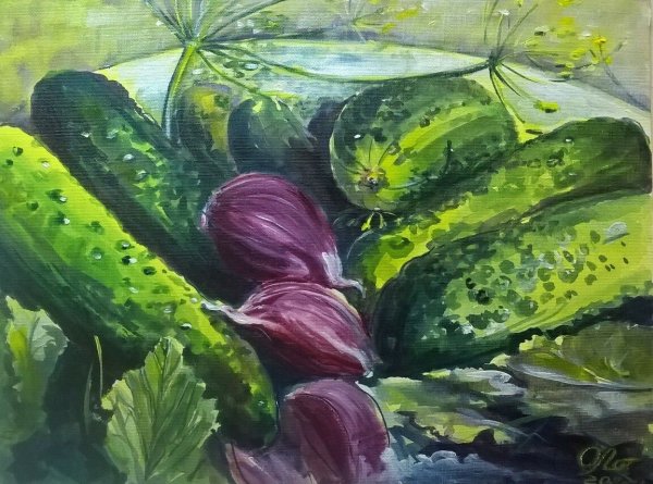 Нарисовать дольку огурца