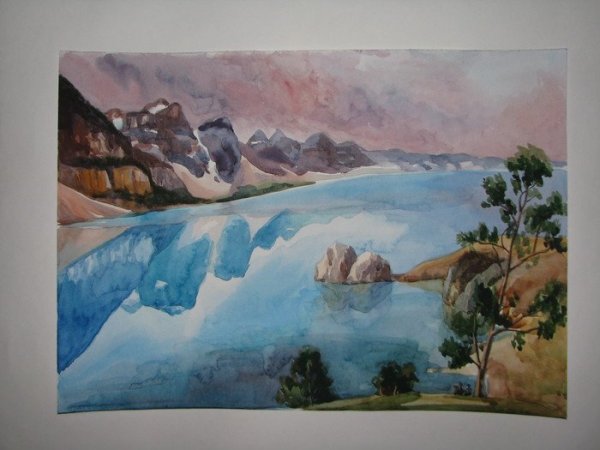 Озеро Байкал акварель