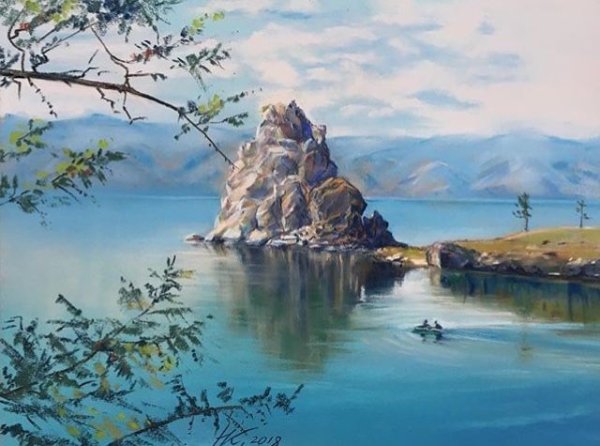 Озеро Байкал акварель