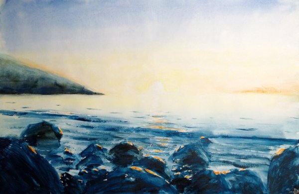 Озеро акварелью