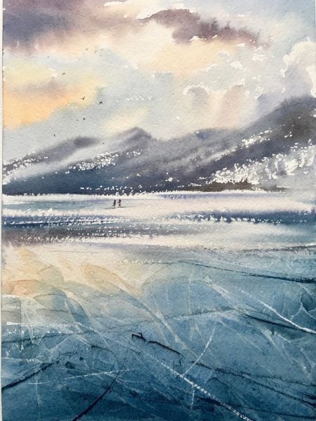 Пейзажи природы Байкала акварелью