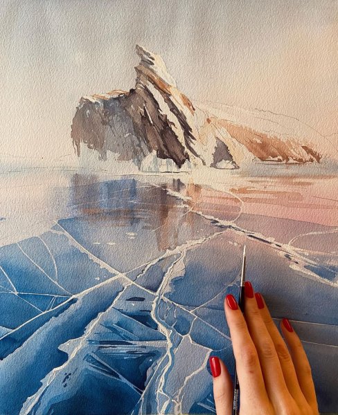 Байкал красками для детей