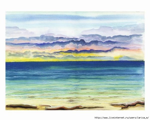 Пейзаж цветными карандашами