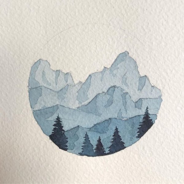 Минималистичные пейзажи гуашью