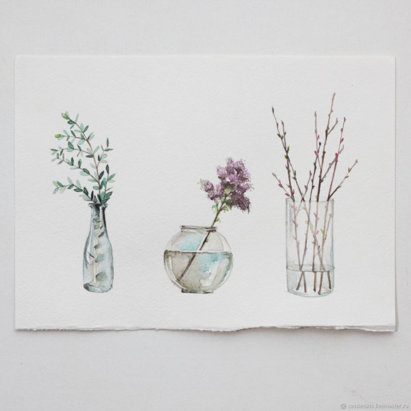 Рисунки акварелью Минимализм растения