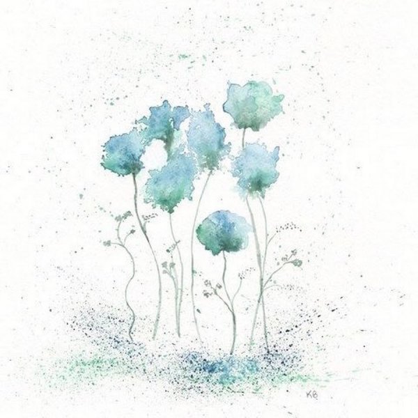 Минималистичные цветы акварелью
