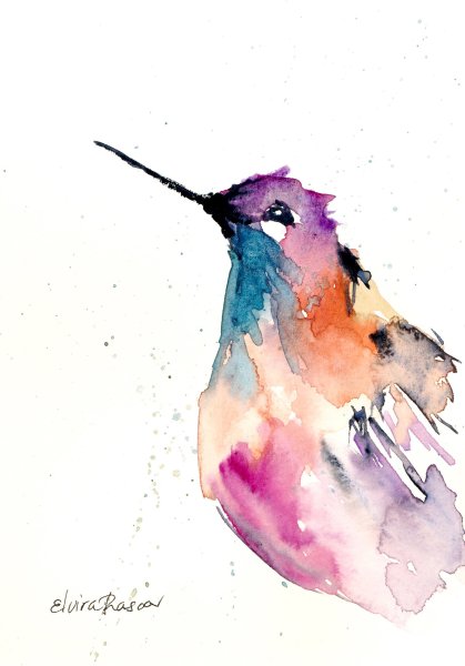 Белая птичка акварель