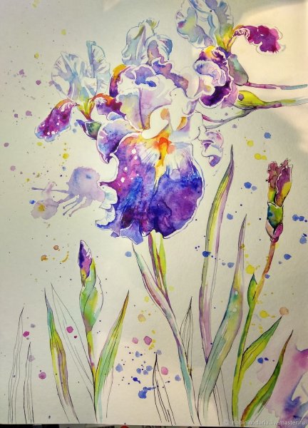 Батик акварелью и тушью