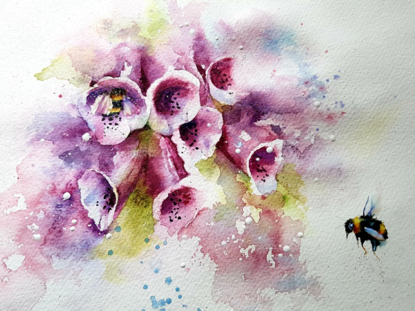 Акварель и живые цветы