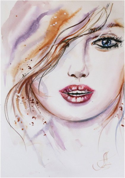 Красивая девушка акварель
