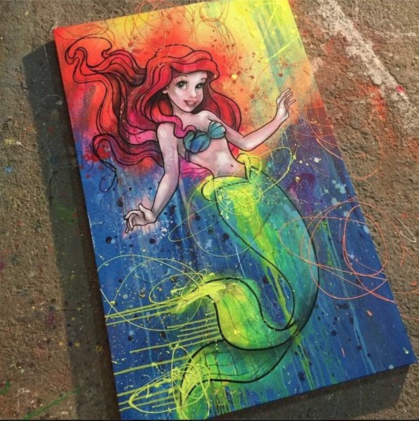 Русалка красками