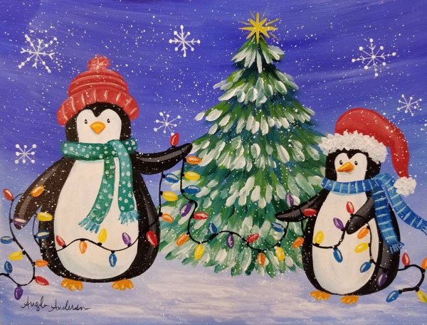 Рисунки акрилом новый год