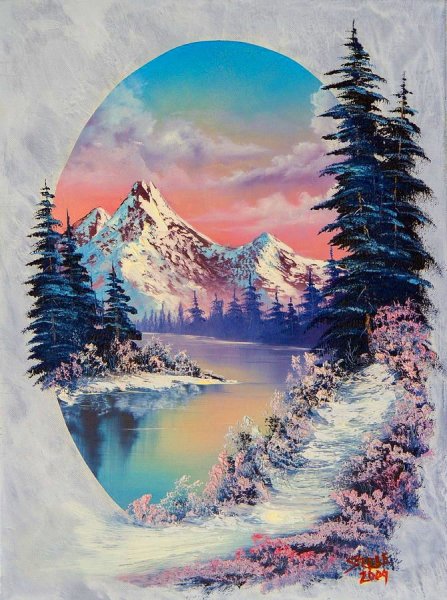 Боб Росс зимний пейзаж
