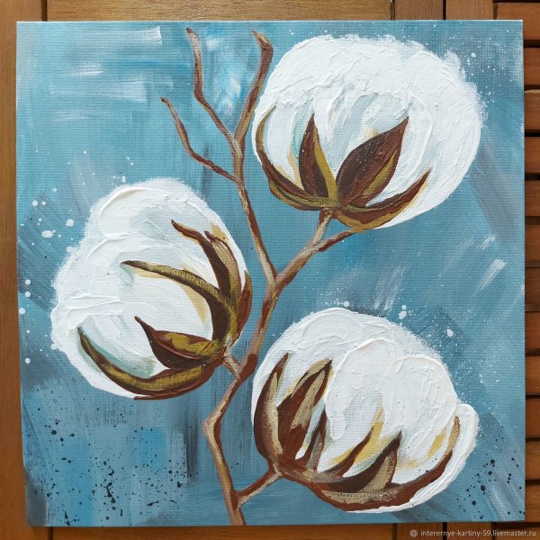 Хлопок картина акрилом