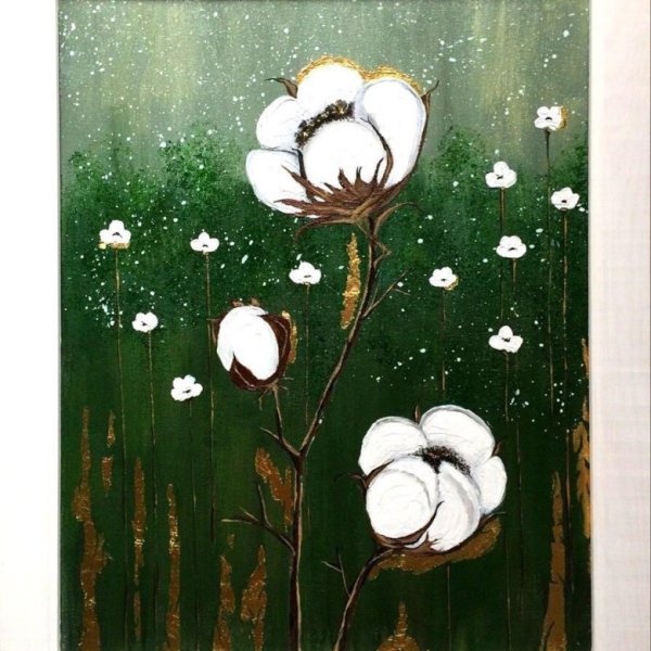 Интерьерные цветы акрилом на холсте