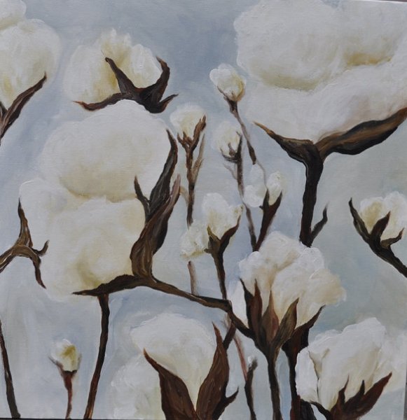 Цветок хлопка живопись