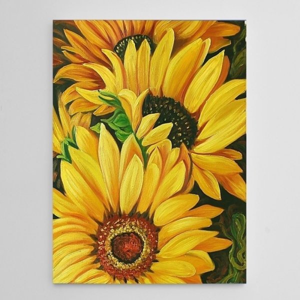 Подсолнух рисунок акрилом на холсте