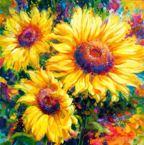 Подсолнухи живопись акрилом