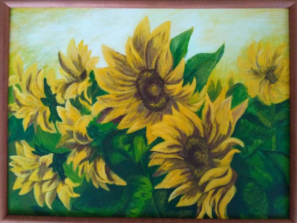Подсолнухи акриловыми красками
