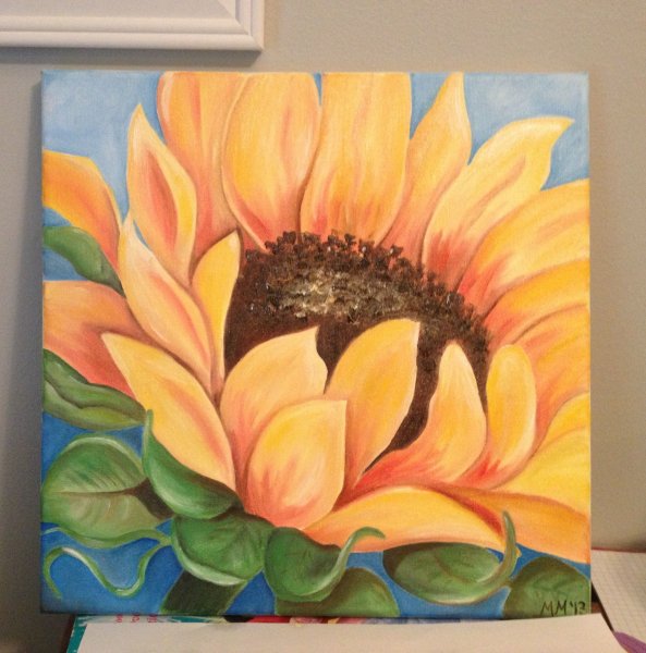 Подсолнухи акрилом на холсте