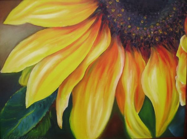 Подсолнухи маслом на холсте