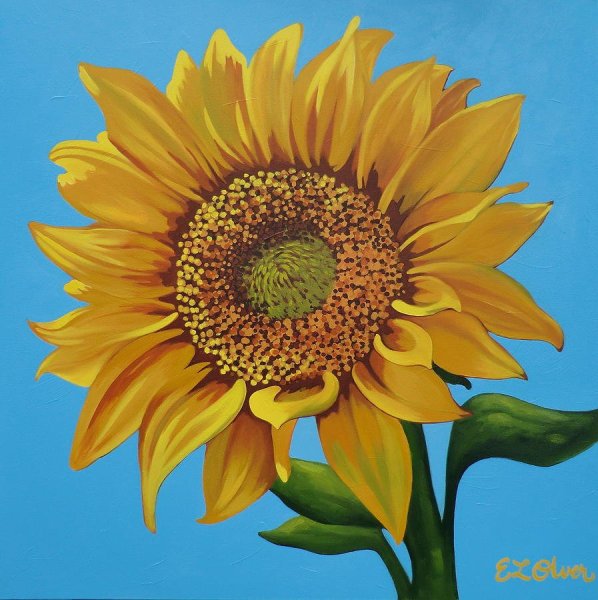 Рисование акрилом подсолнухов
