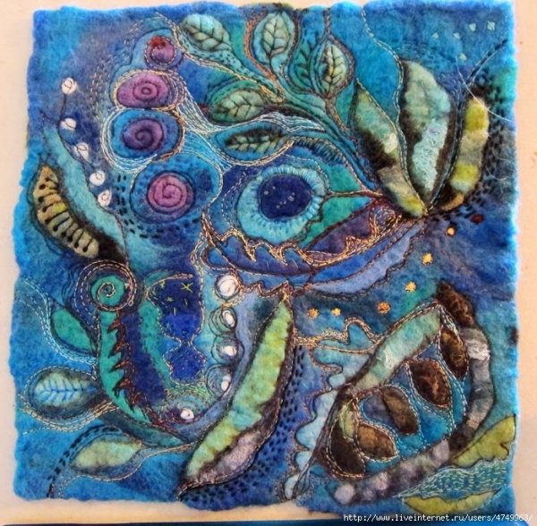 Новогоднее панно из шерсти