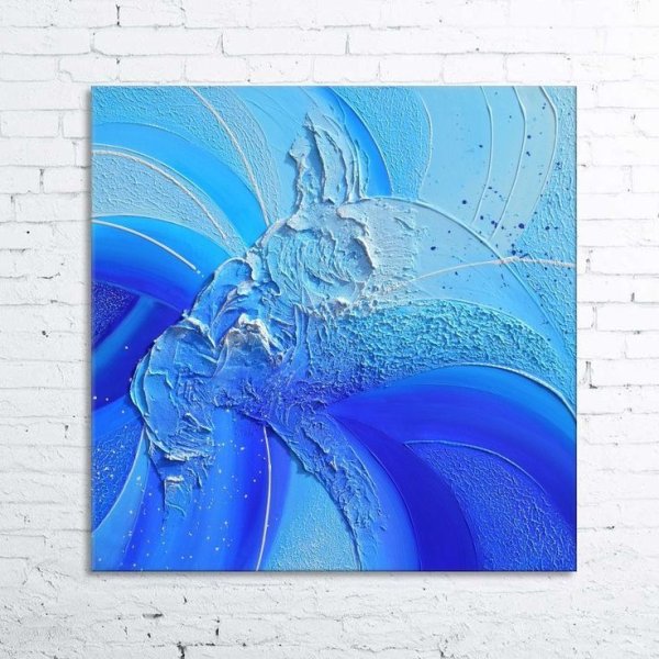 Картина графичная акрилом голубая
