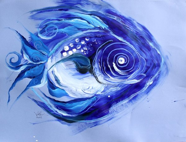 Рыбы красками абстракция