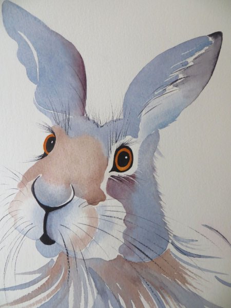 Кролик гуашью