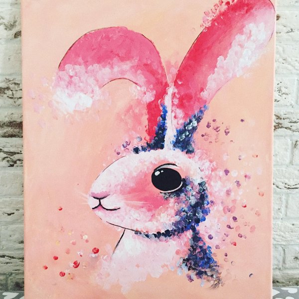 Кролик красками для детей