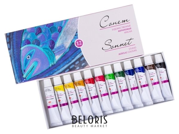 Краска акриловая "Сонет" набор 12 цв. 10 Мл 2841095