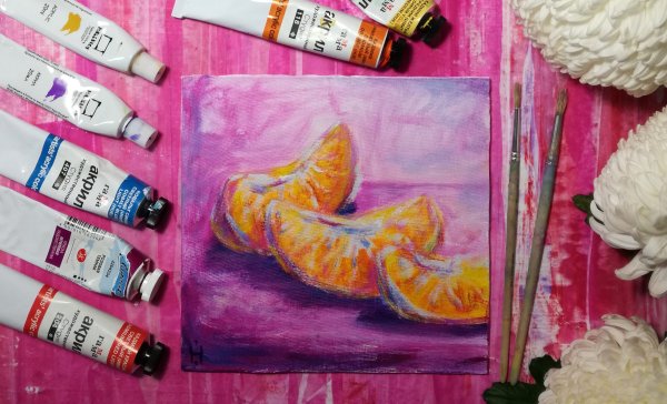 Рисование акриловыми красками на бумаге