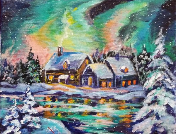 Рисование акрилом Рождество