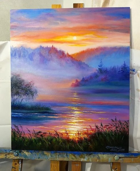 Пейзаж масляными красками