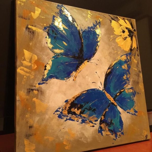 Картина акрилом с поталью