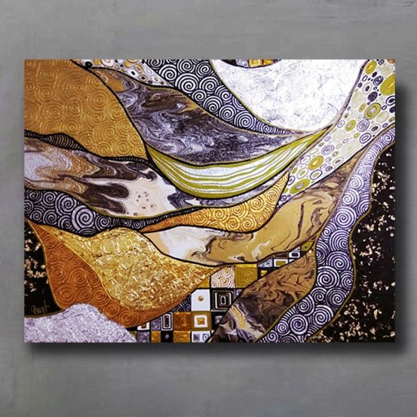 Золотой акрил портреты климт