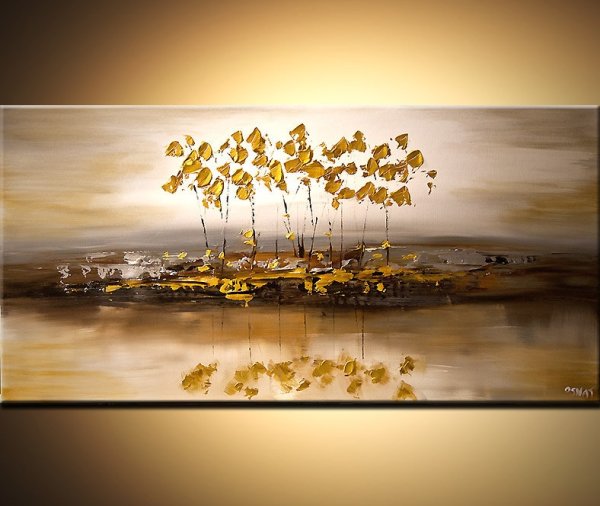 Пейзаж с золотой поталью