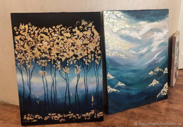 Золотой лес картина с поталью