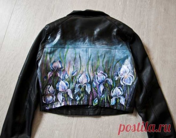 Кожаная куртка акрилом