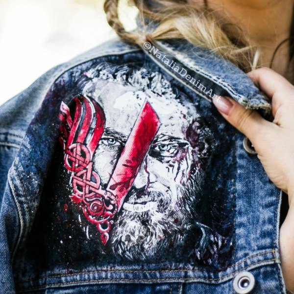 Джинсовка Викинги роспись