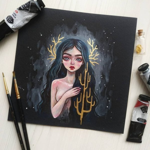 Рисование на черном холсте