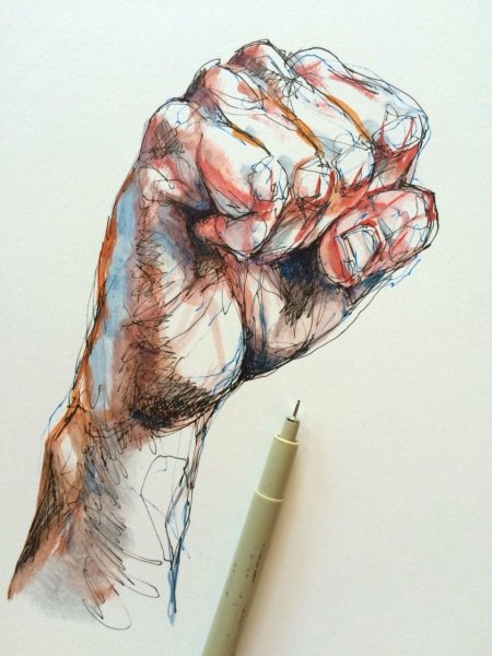 Кисти рук акварелью